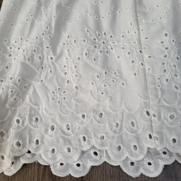 Row A Embroidered Eyelet Linen Blend Mini Dress Size XL Ivory Party Cocktail - Picture 7 of 8
